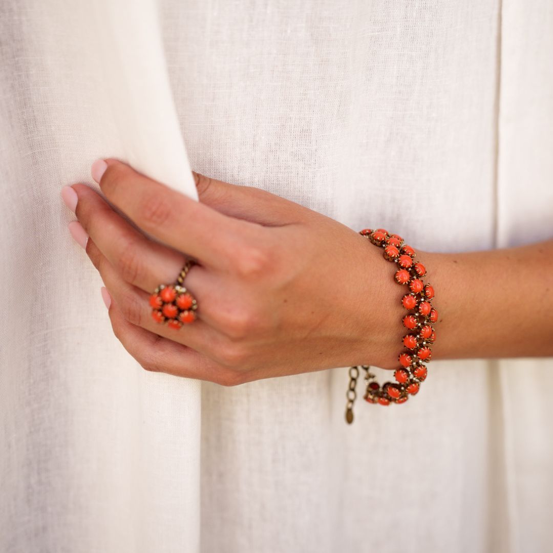 MACRAMÉ bracciale corallo