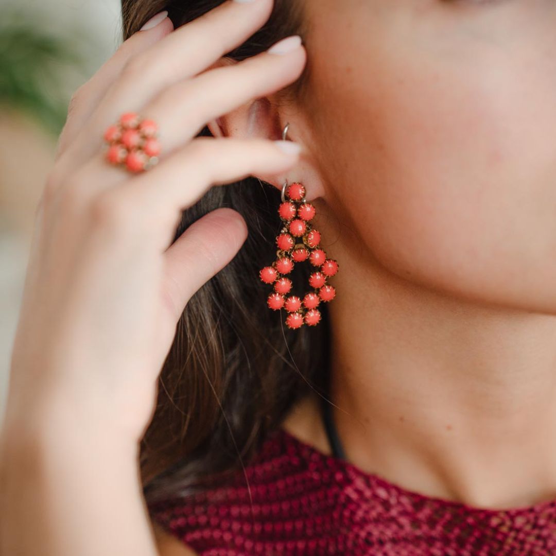 MACRAMÉ orecchini corallo