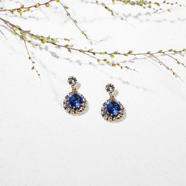 ABSINTHE sapphire and crystal earrings