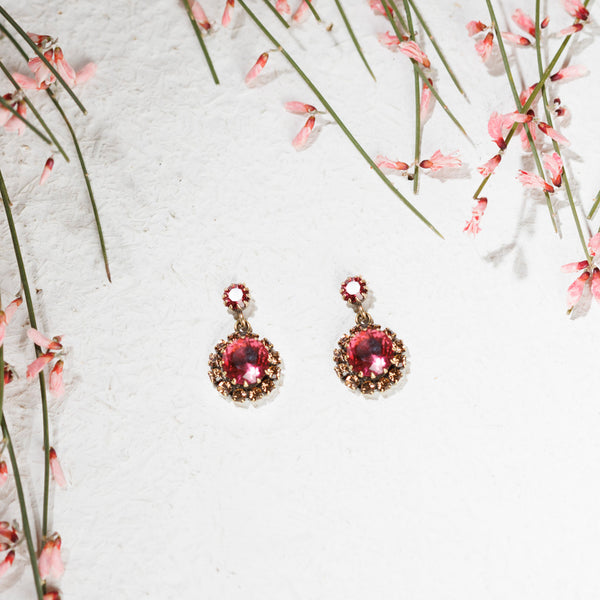 ABSINTHE raspberry and amber earrings