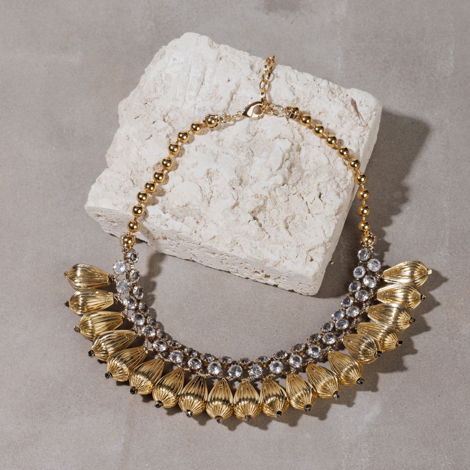 MUMBAI gold and crystal necklace