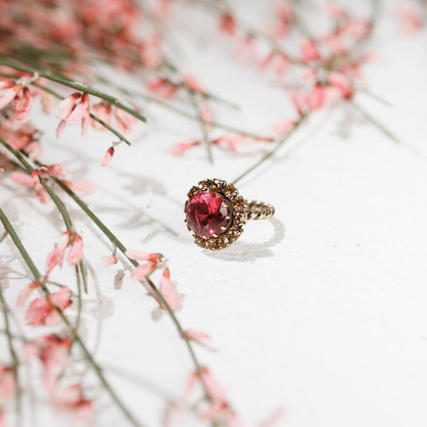 ABSINTHE hydrangea and amber adjustable ring