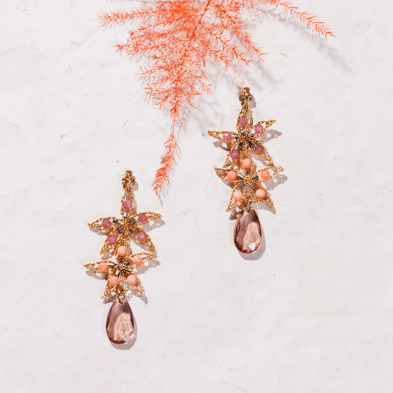 PEONY coral earrings