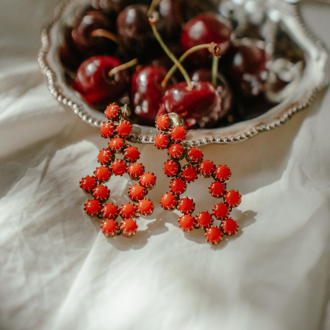 MACRAMÉ orecchini corallo